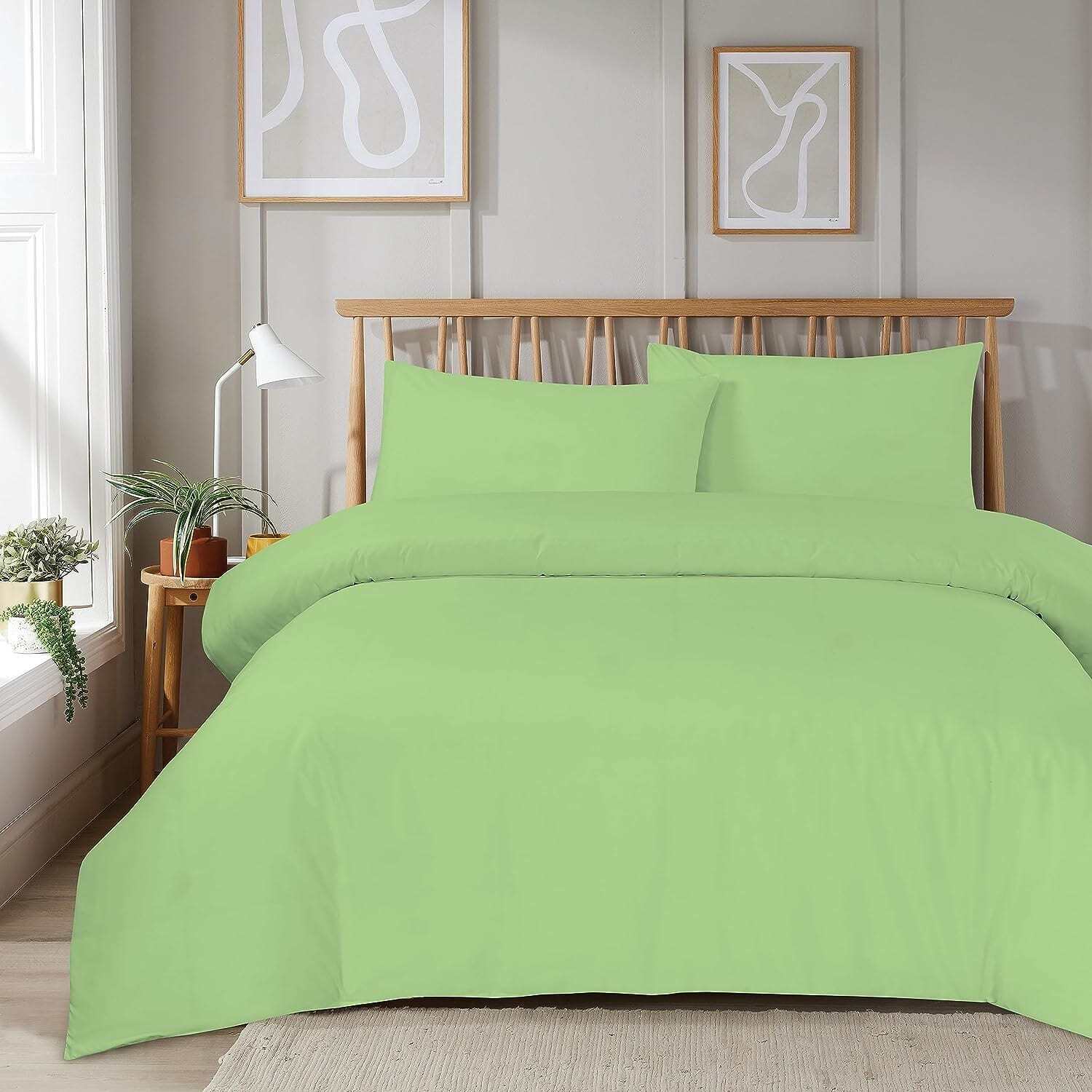 Newedgeblinds Super Soft Plain Duvet Set - Sage Green / King