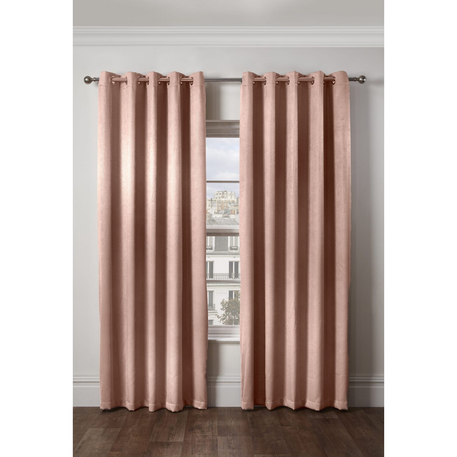Metro Thermal Blackout Eyelet Curtains - Blush Pink / 116cm / 137cm