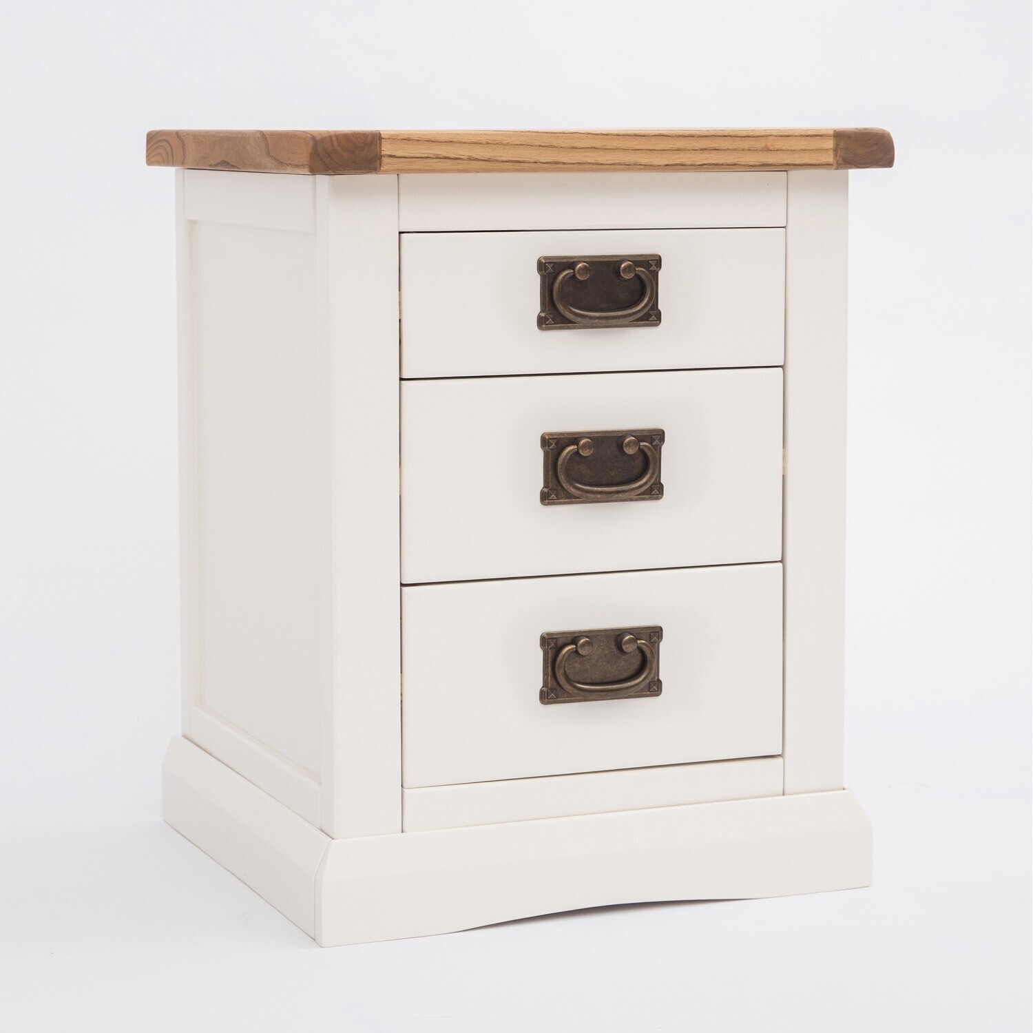 Cabinet Bits Cosenza 3 Drawer Bedside Cabinet - White / Brass Drop