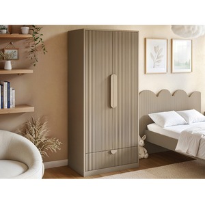 Calista Ribbed Wardrobe 2 Doors with Drawer