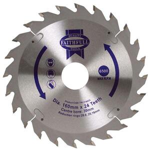Faithfull Tct Circular Saw Blade 160 X 30mm X 24T Pos