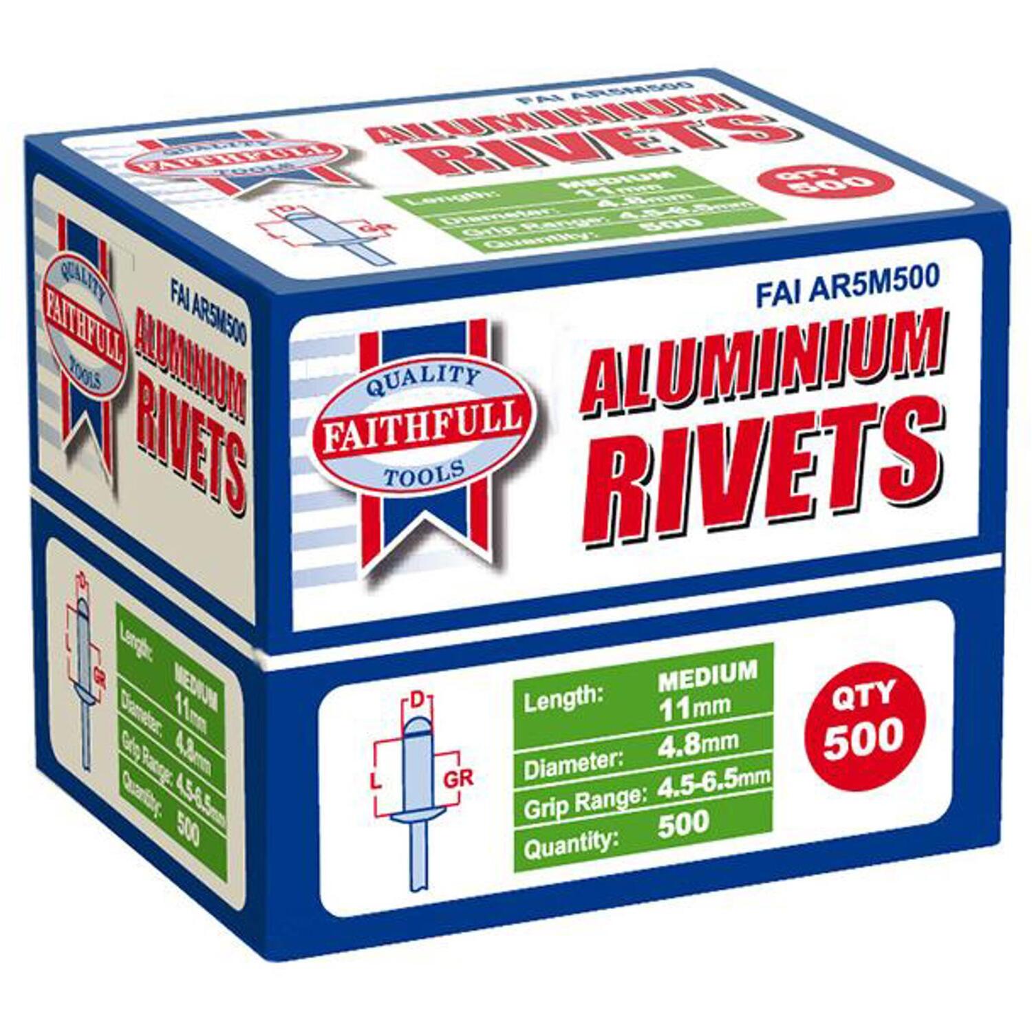 Faithfull Aluminium Rivets 4.8 x 11mm Medium Bulk Pack of 500 FAIAR5M500 - Image 13