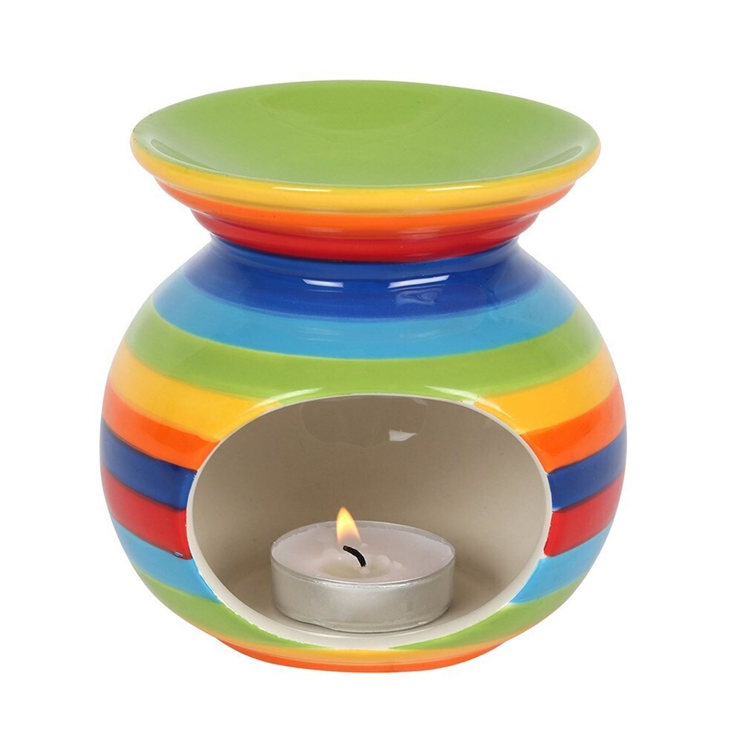  - Something Different Rainbow Striped Oil Burner Multicoloured (10.5Cm X 10Cm X 10Cm) - Image 3