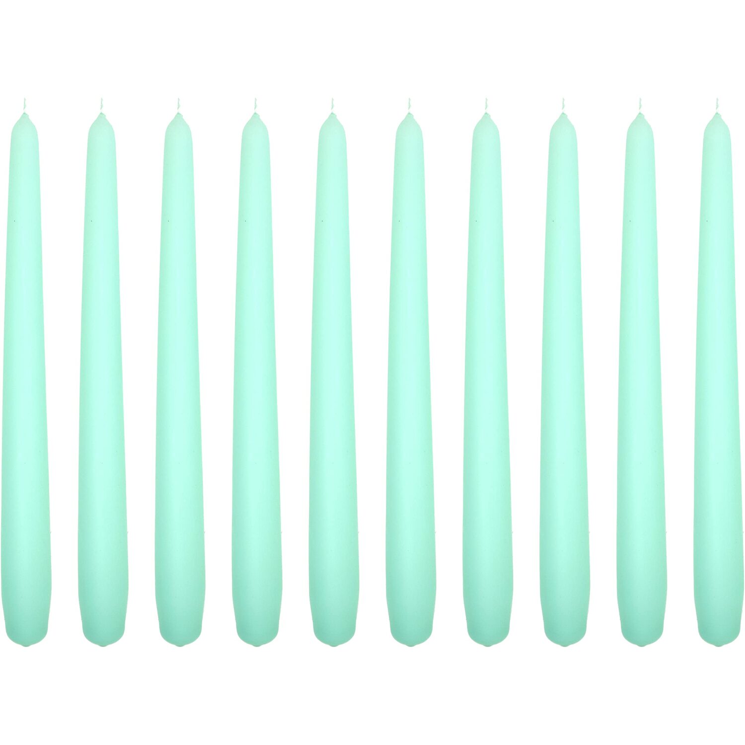 Tapered Dinner Candles, Pack of 10, Unscented, Long Burning Time, 24 cm / 9.45" (Fresh Mint, Matt) - Image 2