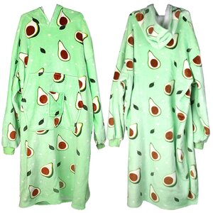 130cm Oversized Hoodie Fleece Blanket with Big Pocket Avocado