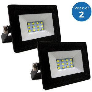 10W Non PIR Slim Line LED Floodlight Black 6000K 90 Lumens Per Watt 2 Year