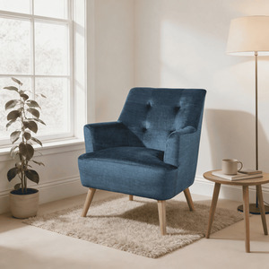 Dark Blue Arta Modern Plush Accent Occasional Armchair shot 16121854