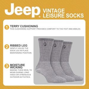 3 Pack Mens Vintage Cotton Cushioned Socks for Hiking Boots