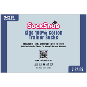 3 Pack Kids 100% Cotton Trainer Socks