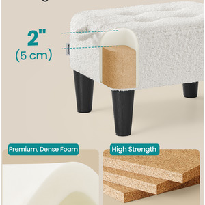 White SONGMICS Foot Stool, Ottoman, 150 kg Weight Capacity shot 16285999