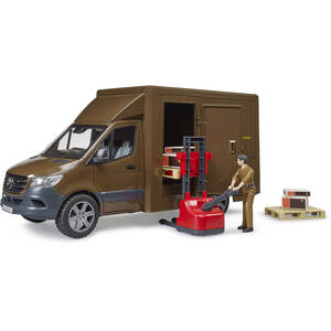 Bruder MB Sprinter UPS with driver and accessories Delivery Vehicle Playset