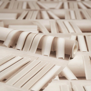 Modern Library Wallpaper in Cream