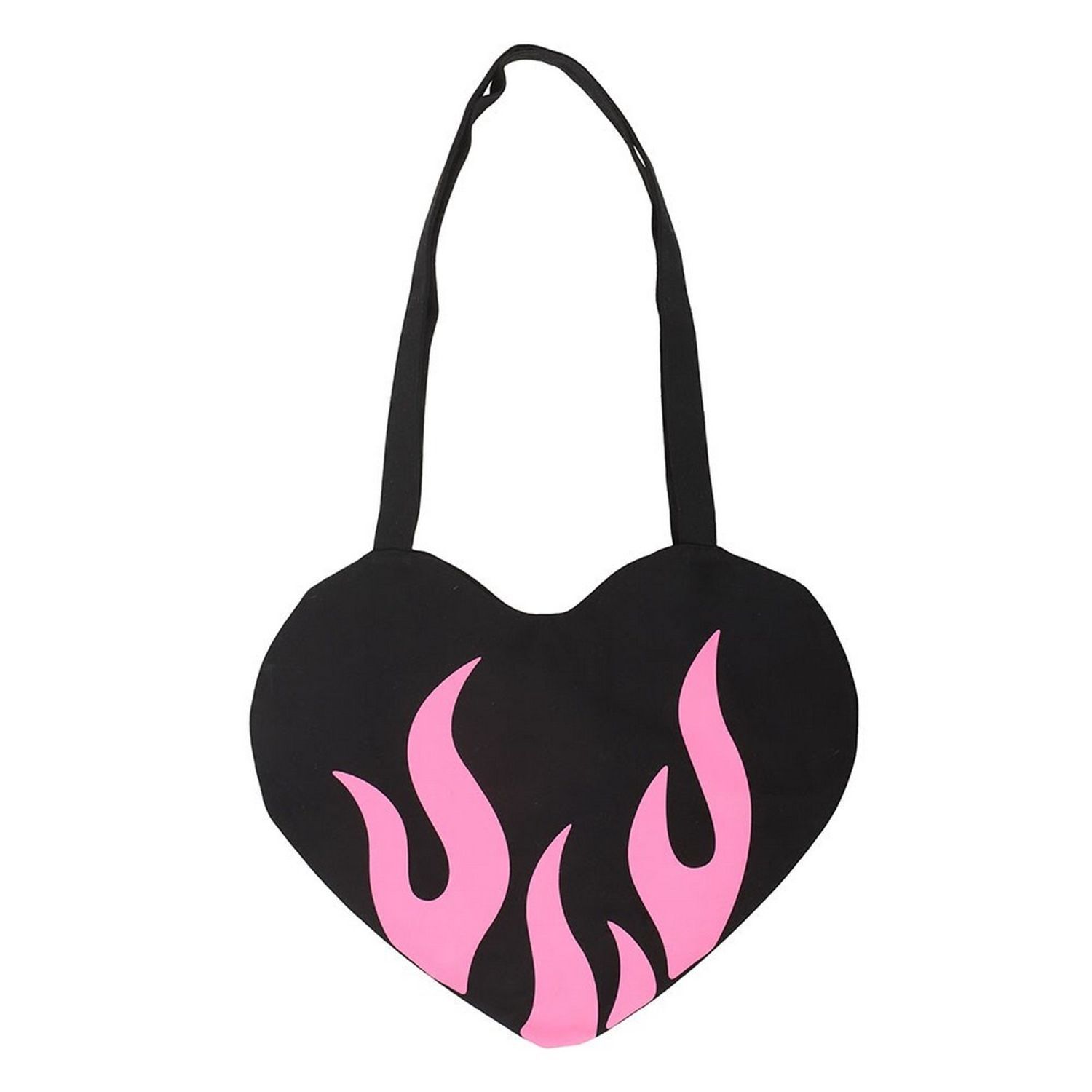 Something Different Flaming Heart Tote Bag - Black/Pink