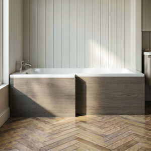 1700mm Square MFC Reversible Shower Bath Front Panel - Woodgrain Solace Oak