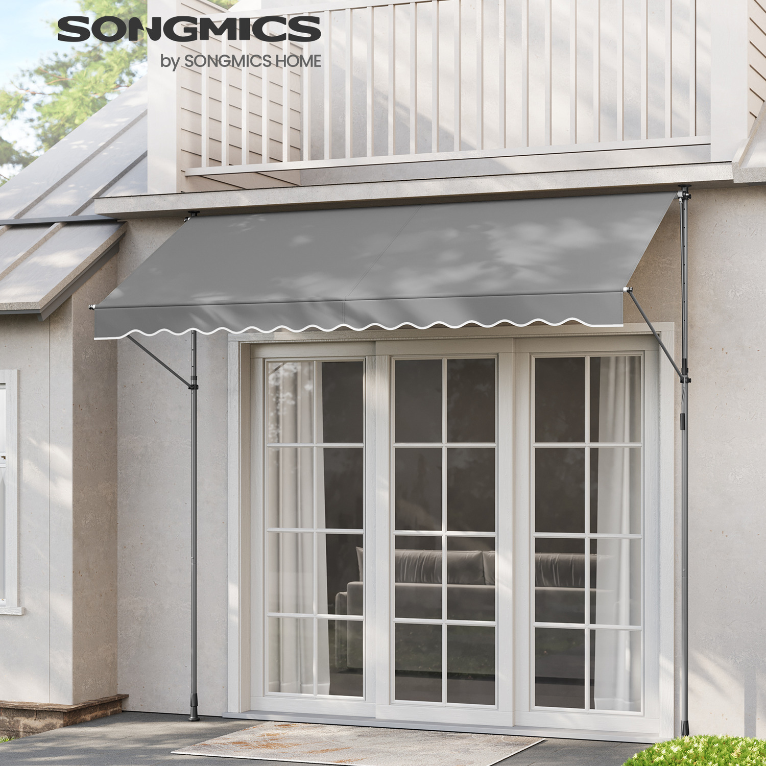 Image of SONGMICS Retractable Awning, Manual Retractable Sunshade&hellip;