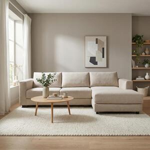 Kaizer Corner Sofa with Bubble Fabric Right Facing Light Brown