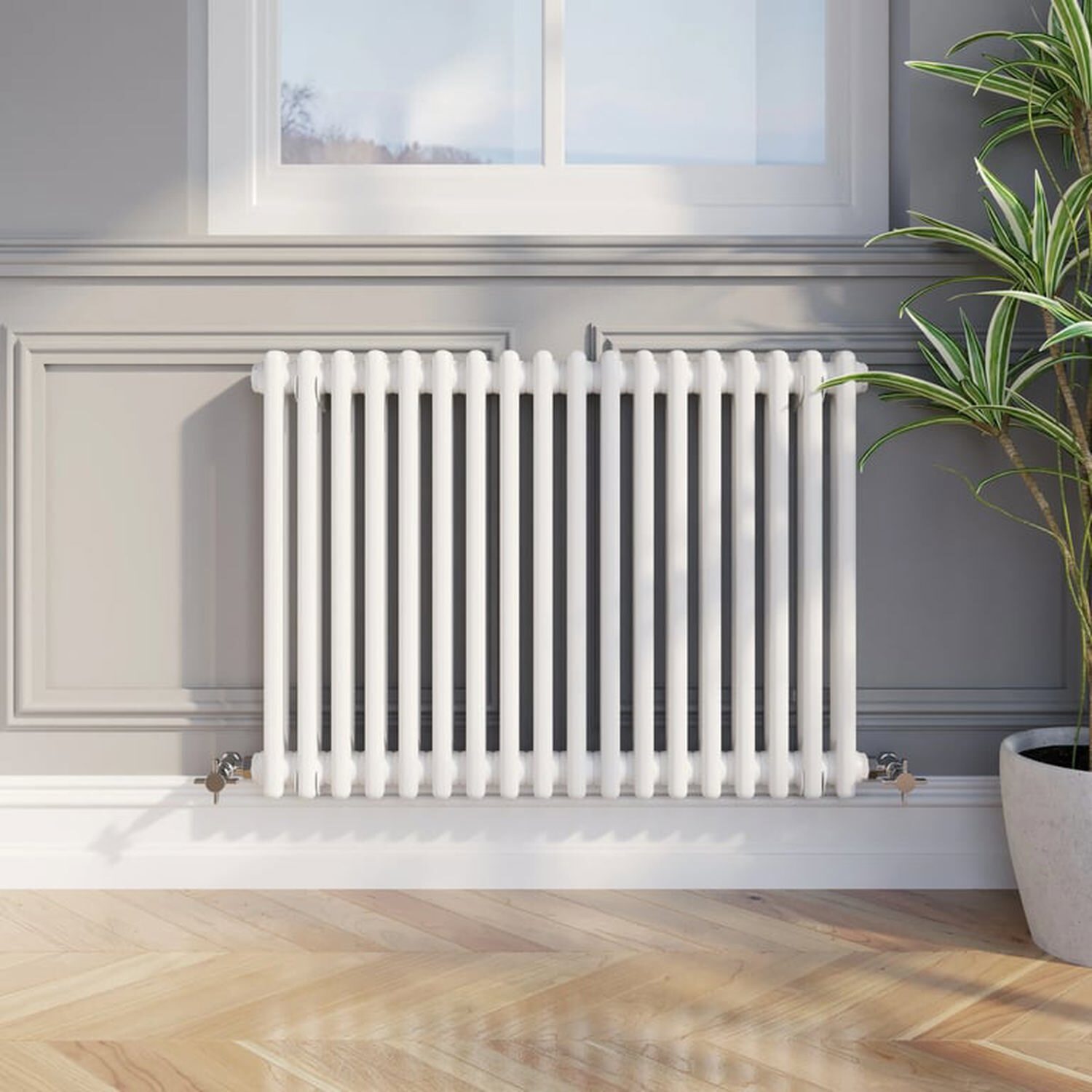 Temprazo Traditional Colosseum Double Bar Column Radiator White 300 X 605Mm - White / 830Mm / 600Mm / 70Mm