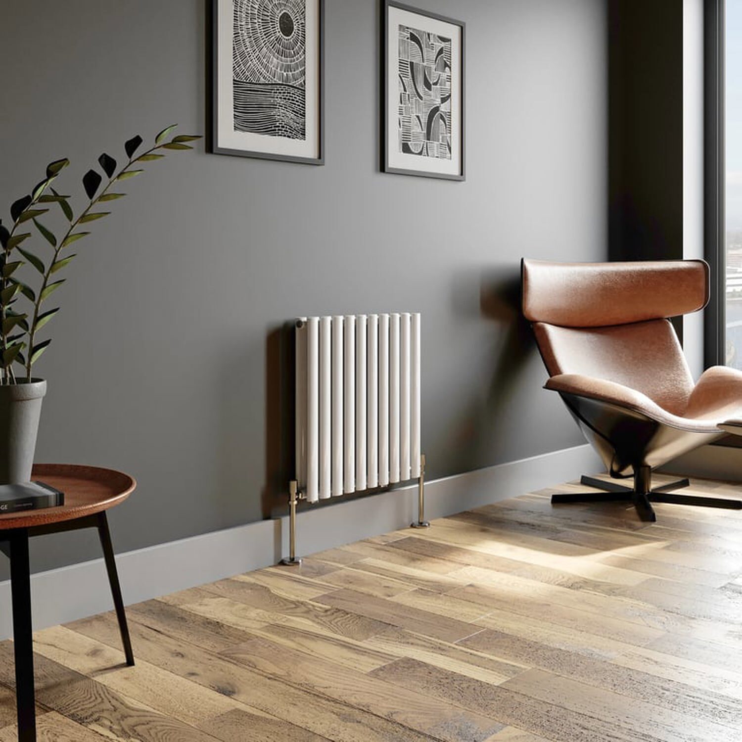 Temprazo Vertical Oval Tube Double Panel Designer Radiator - 1800 X 480Mm White - White / 600Mm