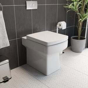 Back to Wall Toilet BTW Bathroom Modern Pan Square Cloakroom Soft Close Seat