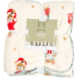 Buddy Bear Christmas Sherpa Throw