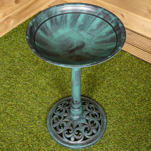Green Bronze Effect Garden Twin Bird Bath with Bird Sculptures shot 16981469