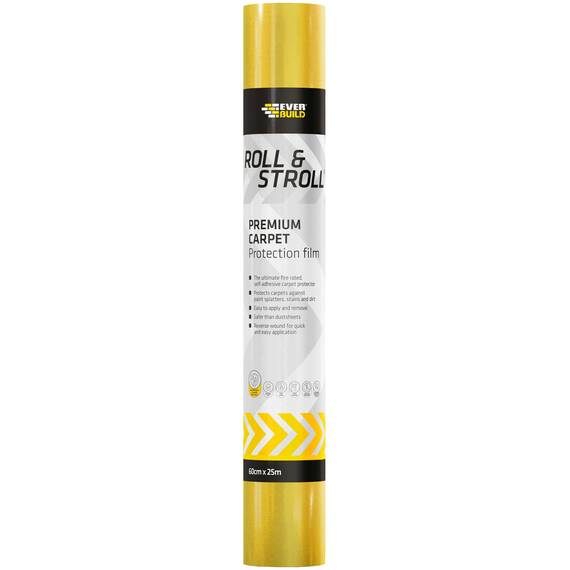 Everbuild roll & stroll contract 600mm x 50m self-adhesive clear carpet protector