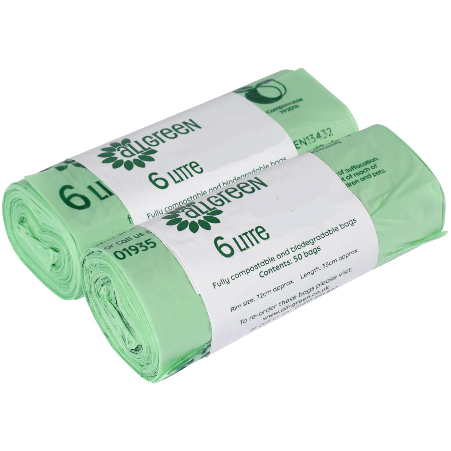 All-Green 6 Litre Compostable Food Waste Bin Liners - Green / 2
