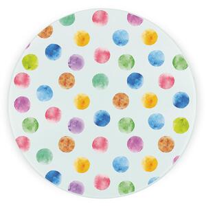 Multicoloured Polka Dots Textured Glass Round Trivet - Small Kitchen Chopping Board