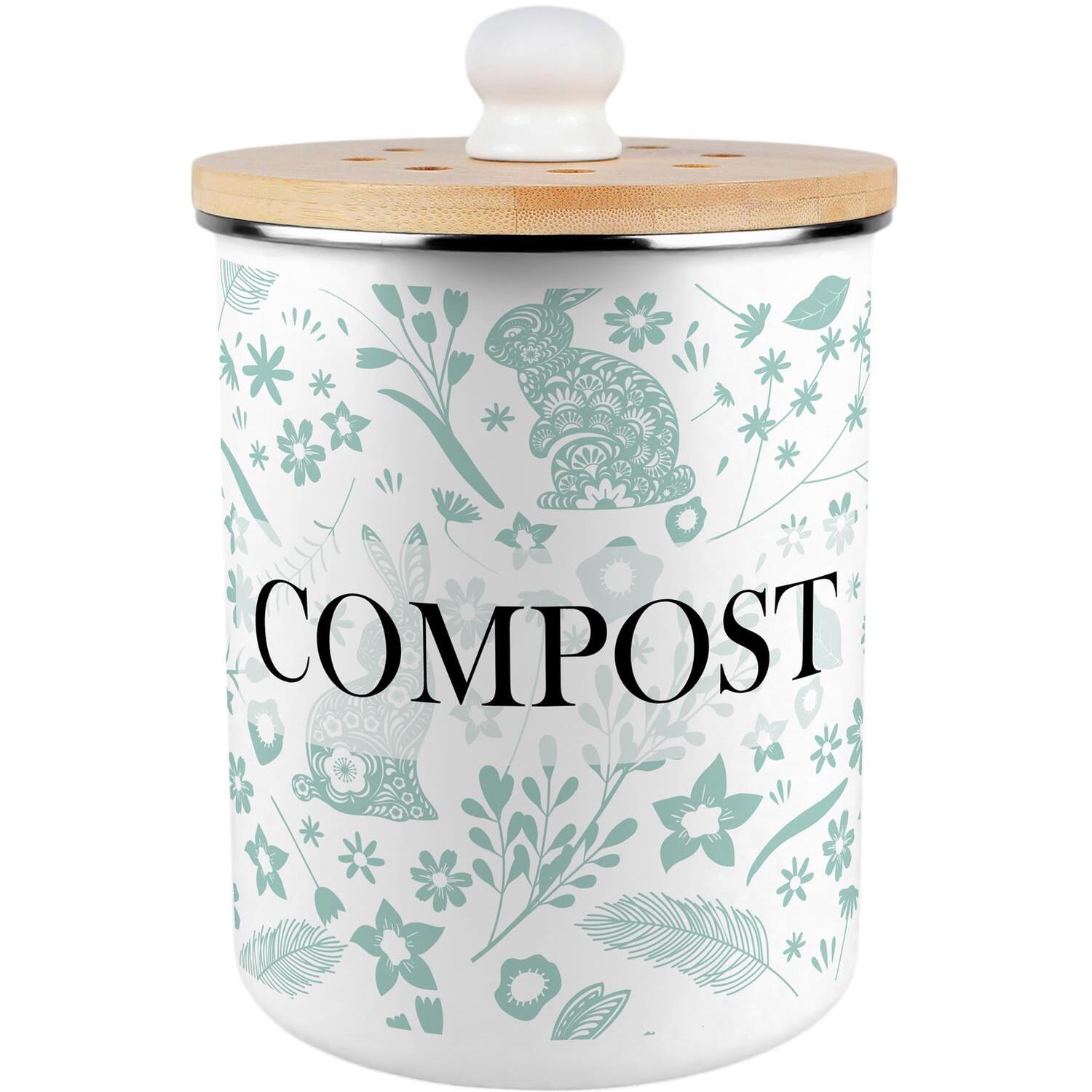 Purely Home Toller 2L Compost Caddy - Green Wild Rabbits, Multi - Image 3