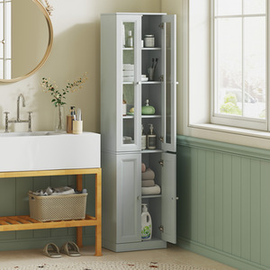 HOMCOM Tall Bathroom Storage Cabinet, 6-Tier Bathroom Cabinet