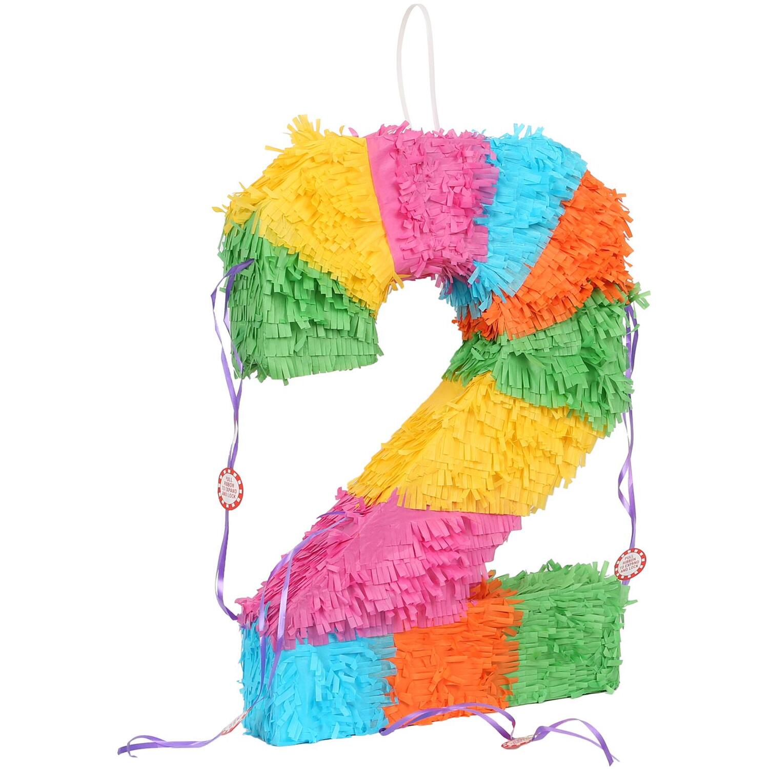 Pinatas Number 2 Cardboard Pinata - W35cm x D7.5cm x H50cm - Multi - Multicolour