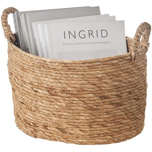 Eden & Willow Handwoven Straw Storage Basket with Handles