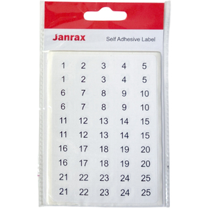 Pack of 4800 Black on White 1-200 Number 8x13mm Self Adhesive Labels