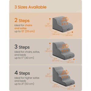 Two Step Dog Stairs for Bed and Sofa, Waterproof Pet Steps, Dove Grey