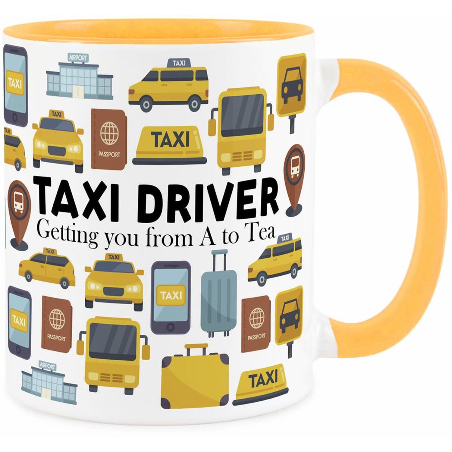 Purely Home Novelty Taxi Driver Golden Yellow Mug - Coffee/Tea Ceramic Cup Gift - Golden Yellow