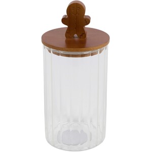 Gingerbread Man Lid Glass Food Jar