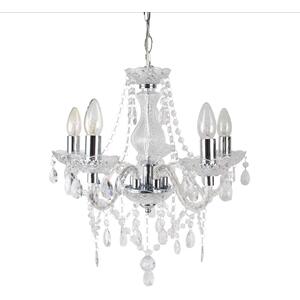 Set Of 2 Clear And Chrome Marie Therese Style 5 X 40w Chandelier