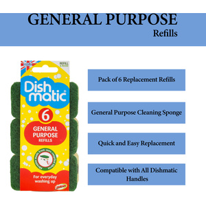 Dishmatic General Purpose Sponge Refills 6 Pack