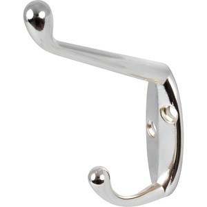 10 Pack Chrome Metal Double Hat and Coat Hooks / Door Hook Robe Dress Hangers