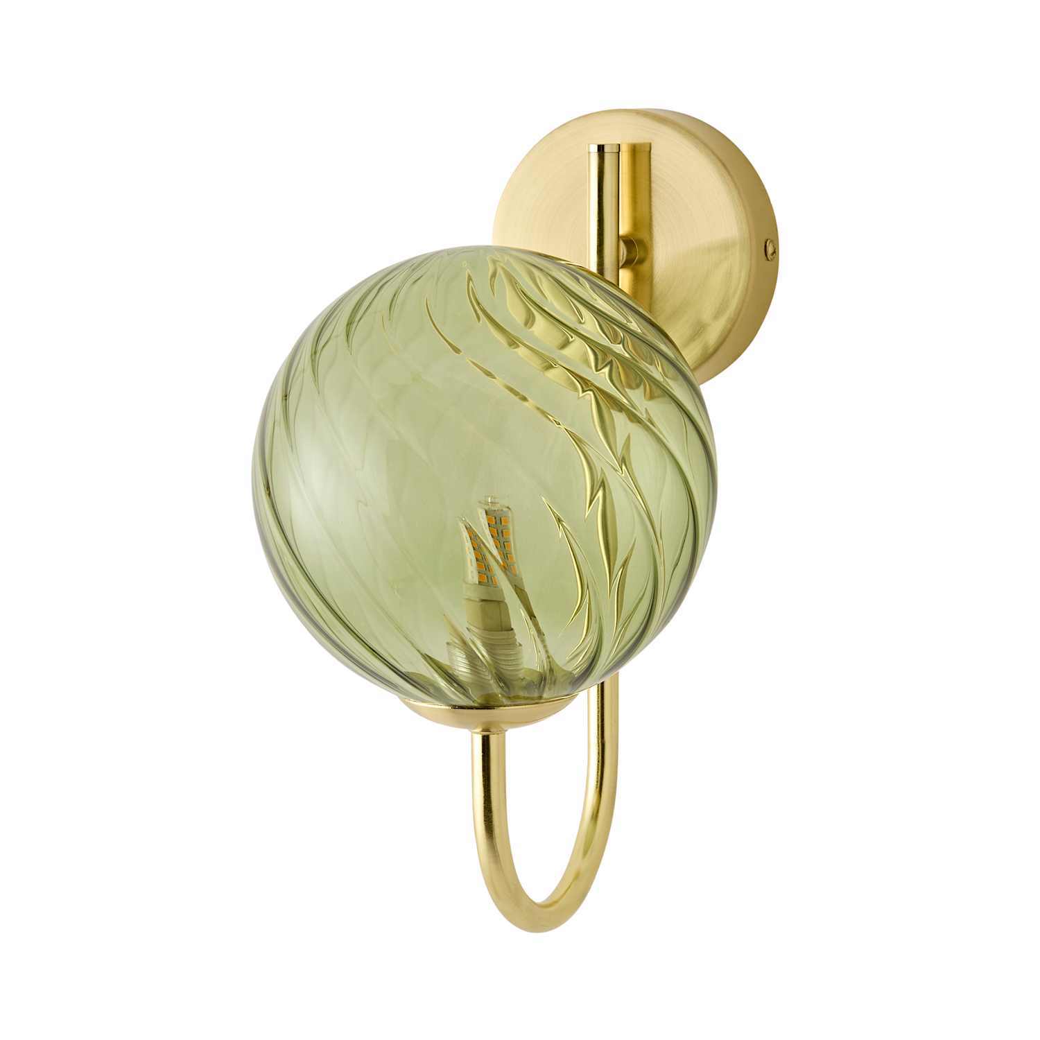 Valuelights Sydney Single Glass Swirl Shade Metal Wall Light Fitting - Brushed Gold / 1 / No - Gold / 1