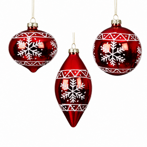 Glass Christmas Baubles With Snowflakes
