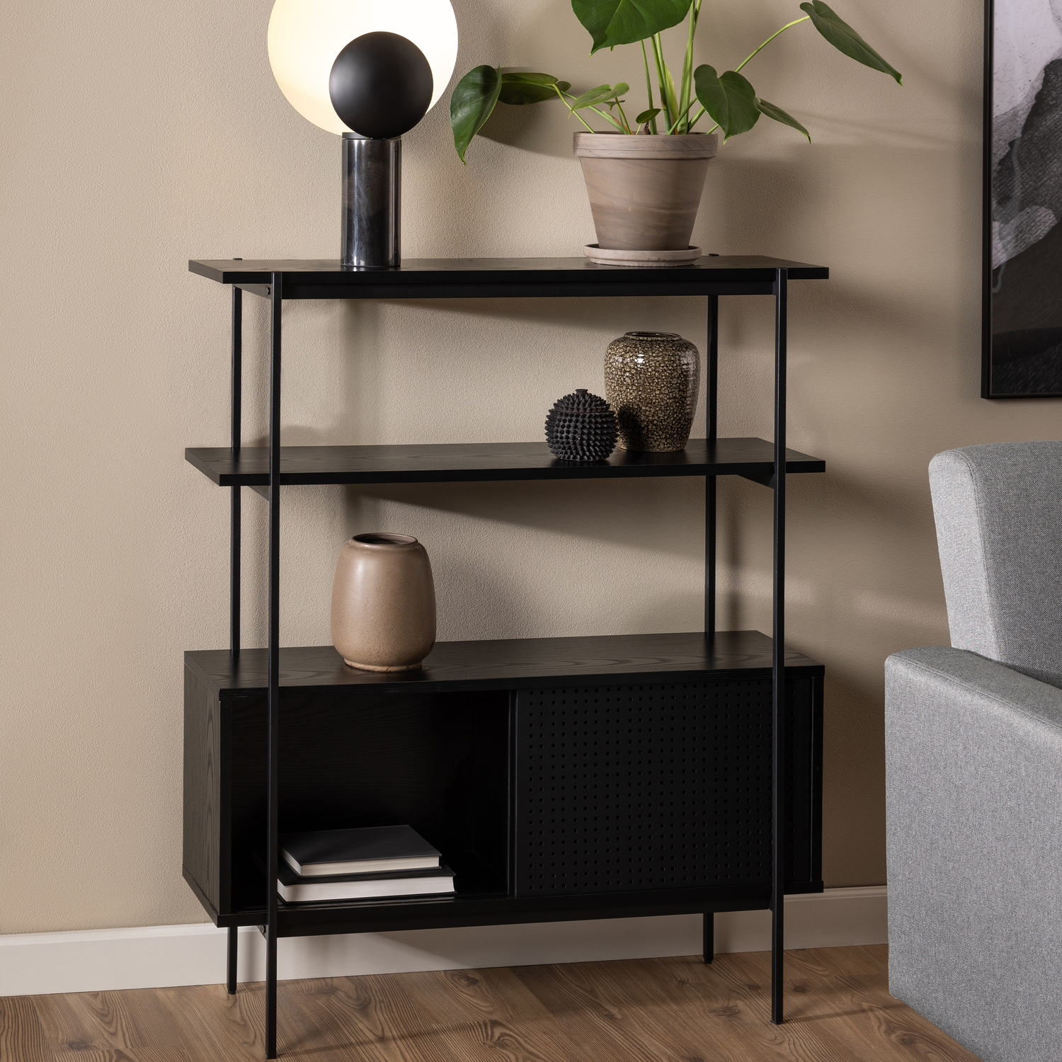 Furniture To Go Florence Angus 2 Door Black Small Bookcase - Image 3