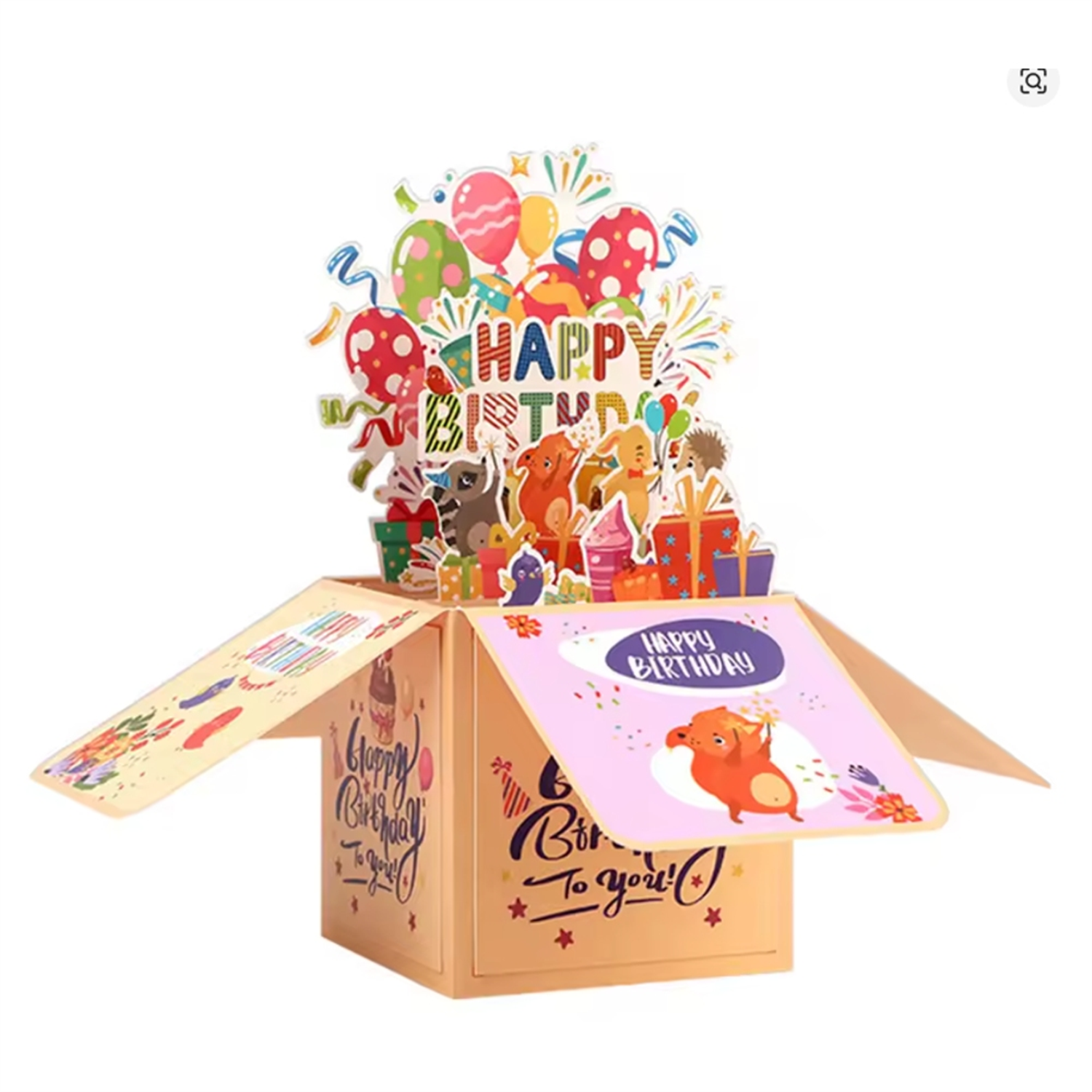 Brightfeel Animal Paradise 3D Pop Up Birthday Box Card - White