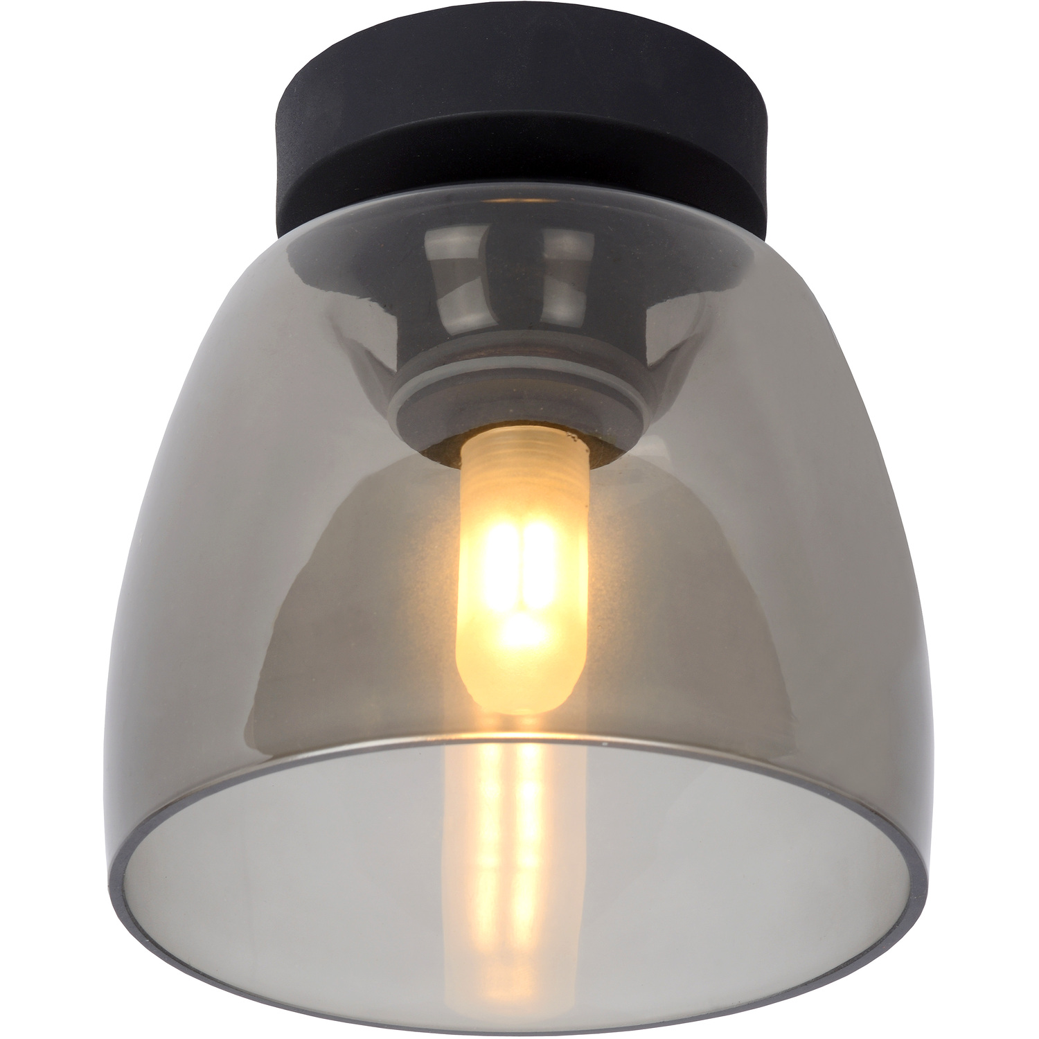 Lucide Tyler Bathroom Ceiling Light, Black/Smoke Grey - Image 4