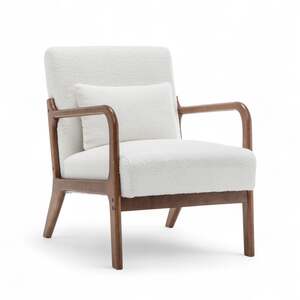 Teddy Boucle Fabric White Hertford Accent Chair