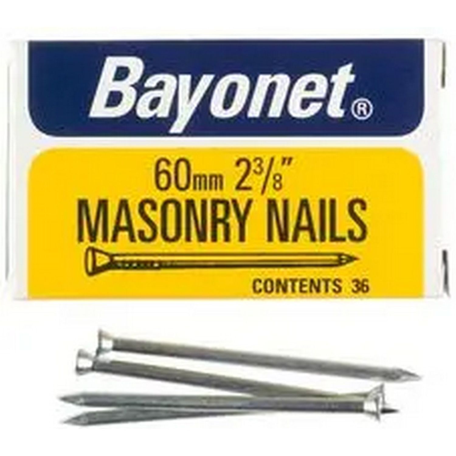 Bayonet Zinc Plated Masonry Nails (Pack Of 36) - Silver