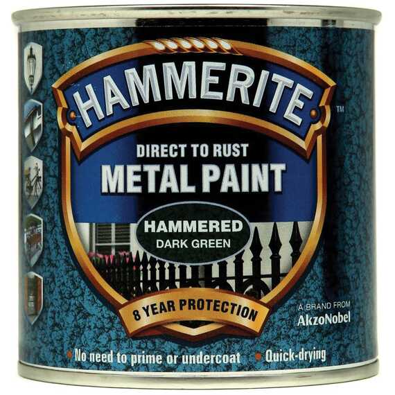 Hammerite Direct to Metal Hammered Paint Dark Green 250ml.