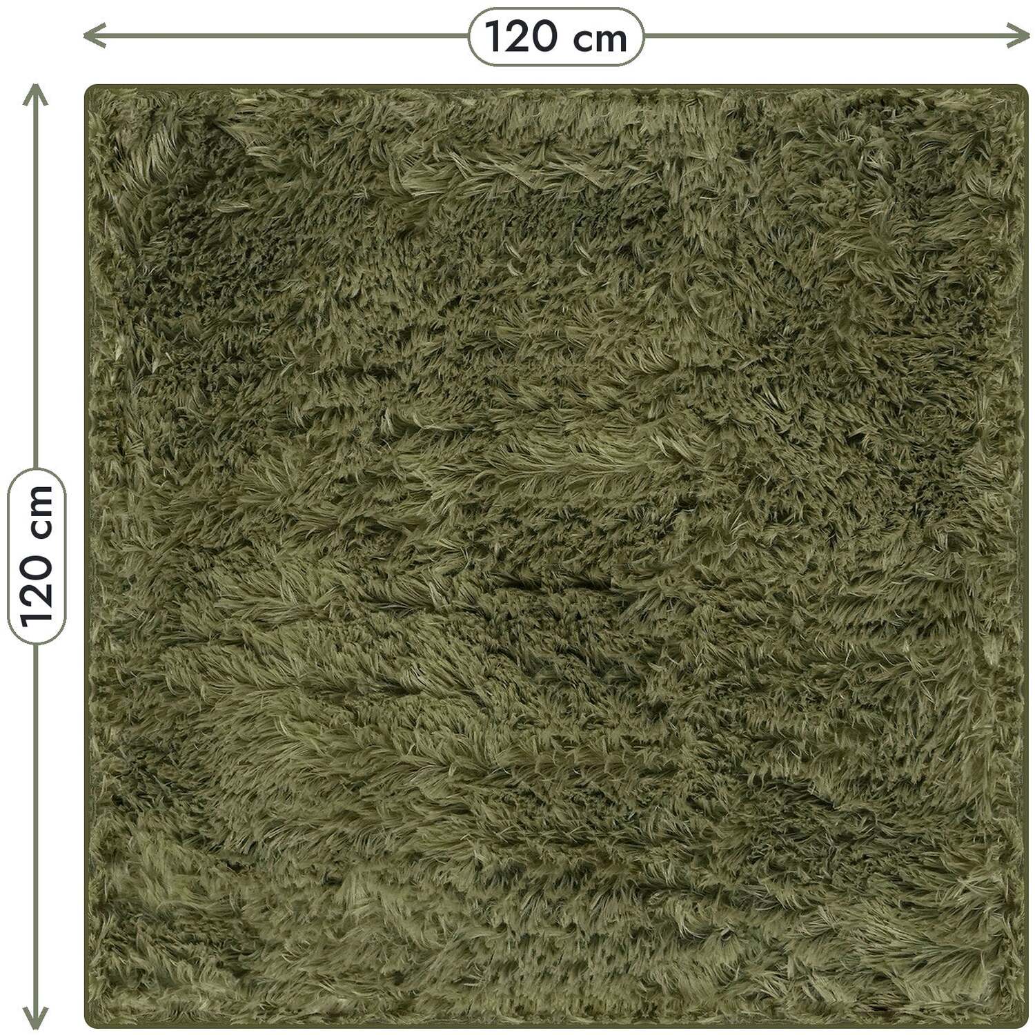 The Rugs Lush Shaggy Olive Green Rug - Olive Green / 120Cm / 0.37Kg