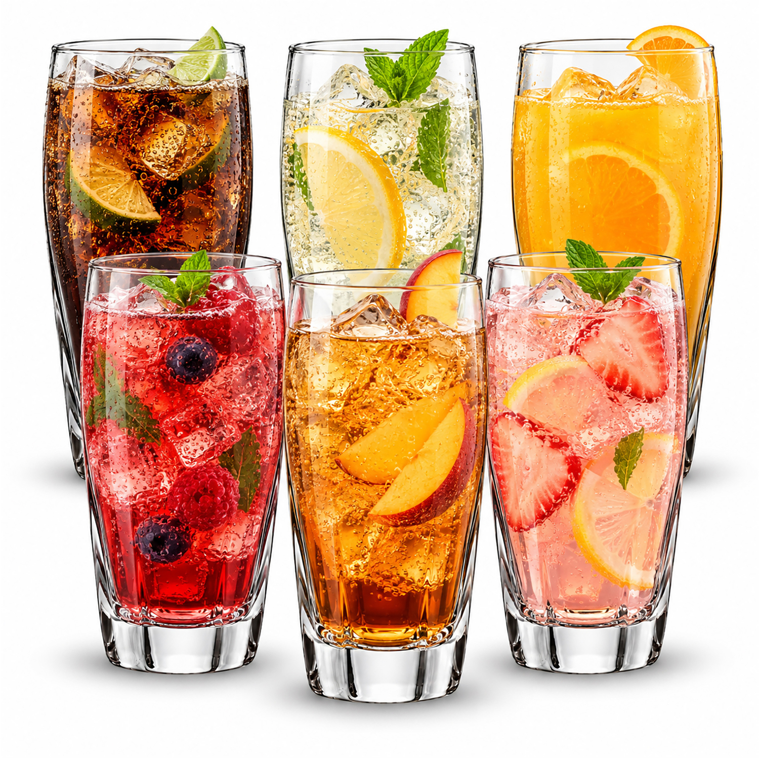 Simpa Modern Highball Glasses - 365Ml - Set Of 6 - Clear