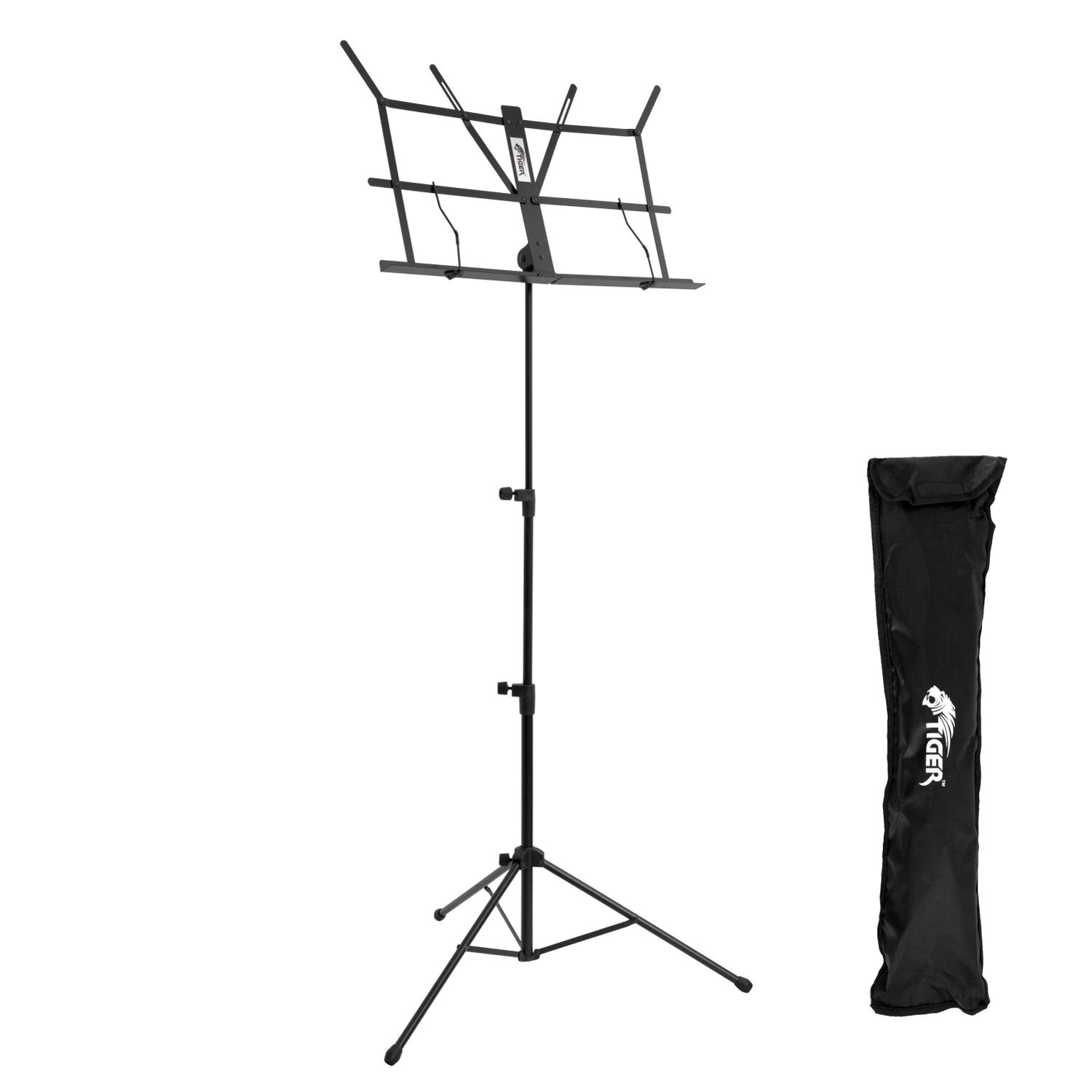 Tiger MUS56-BK Easy Folding and Portable Sheet Music Stand – Black | with Bag Included - Image 2